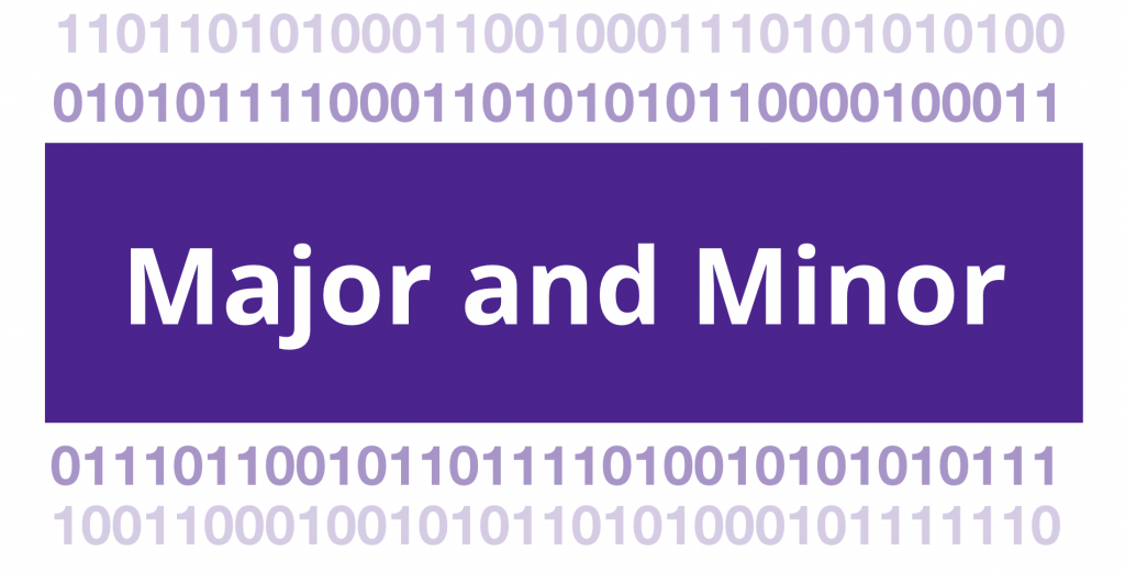 signature purple code with "major and minor" text overlay