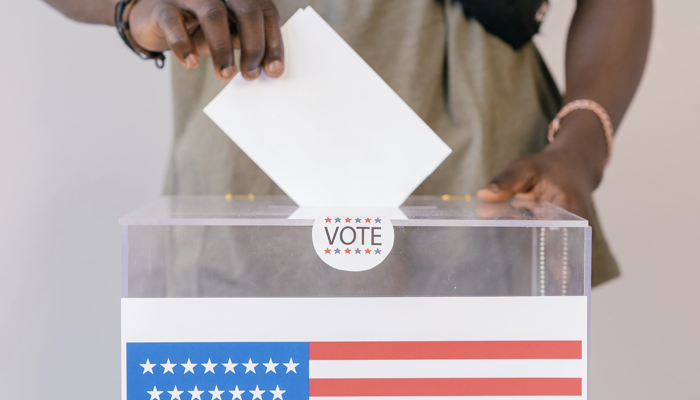 Voting ballot being submitted